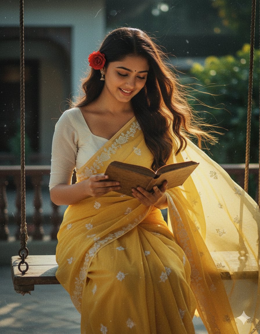 AI Saree transformation with vintage aesthetic